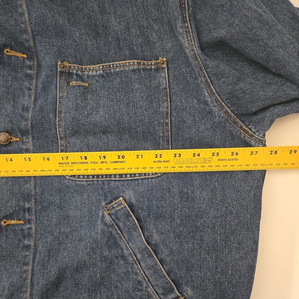 Vtg Faded Glory Denim Barn Coat L Mens 90s Workwear Corduroy Collar Chore Coat - Picture 16 of 16